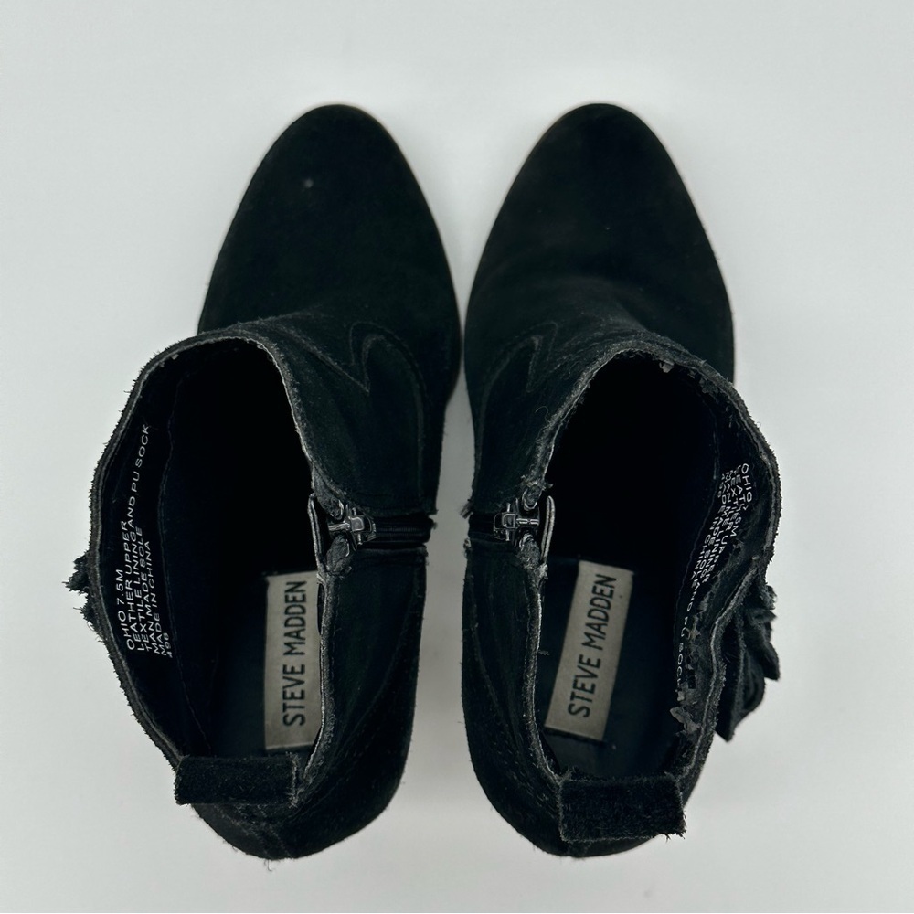 Steve Madden Ohio Black Ankle Boots with Fringe - Picture 5 of 11